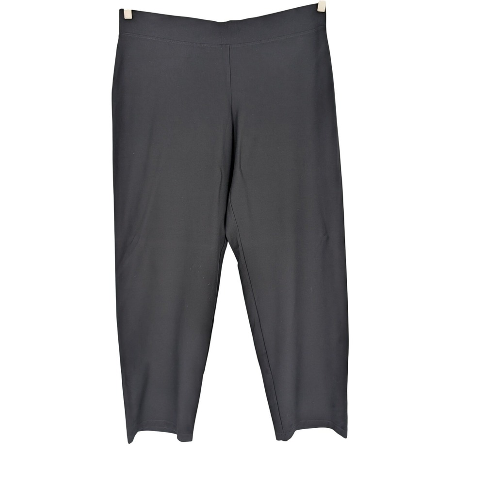 Eileen Fisher Stretch Crepe Pants Womens XL Black Pull On Slim Straight Classic